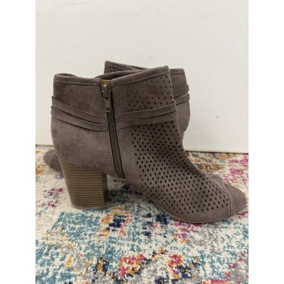 ALTAR'D STATE "Hanover" Heeled Peep Toe Ankle Bootie In Brown Faux Suede Sz 10 - Picture 4 of 8